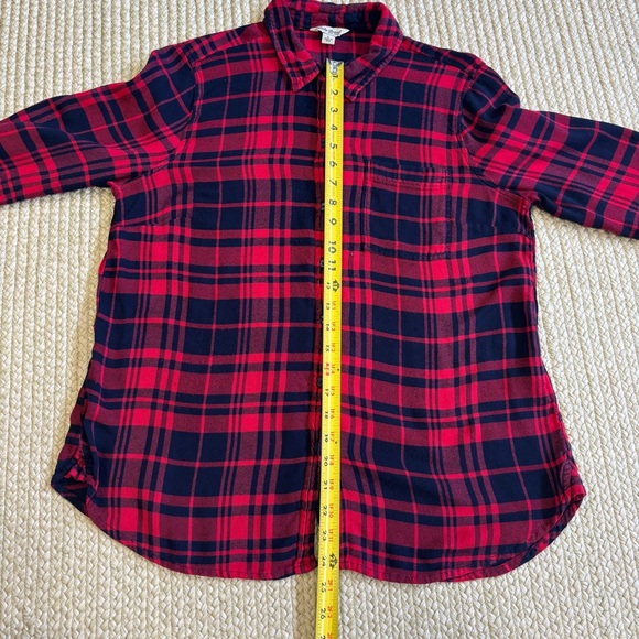 Lucky Brand Women’s Plaid Button Up Shirt Large Red Black Rayon Long Sleeve - Picture 6 of 11